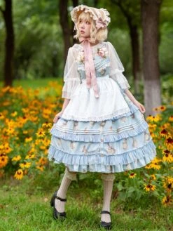 Classical Lolita Dress Polyester Sleeveless Classic Lolita Dresses Deep Blue -AYA Cosplay Shop 202307121036249037662