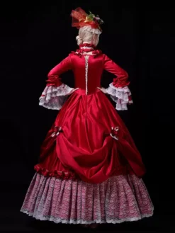 Red Retro Costumes Lace Polyester Dress Women's Vintage Tunic Marie Antoinette Costume 18th Century Costume -AYA Cosplay Shop 202307131655347389010