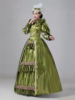 Dark Navy Retro Costumes Ruffles Polyester Dress Marie Antoinette Costume Women's Royal Tunic Vintage Clothing -AYA Cosplay Shop 202307131655391788127