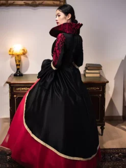 Burgundy Retro Costumes Women's Lace Polyester Tunic Dress Royal Marie Antoinette Costume Masquerade Ball Gown -AYA Cosplay Shop 202307131655424187986