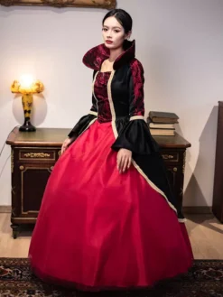 Burgundy Retro Costumes Women's Lace Polyester Tunic Dress Royal Marie Antoinette Costume Masquerade Ball Gown -AYA Cosplay Shop 202307131655432728151