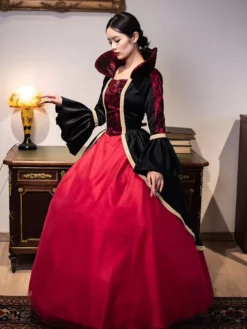 Burgundy Retro Costumes Women's Lace Polyester Tunic Dress Royal Marie Antoinette Costume Masquerade Ball Gown -AYA Cosplay Shop 202307131655436657816
