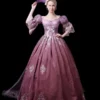 Fuchsia Pink Retro Costumes Embroidered Polyester Dress Marie Antoinette Costume Women's Royal Tunic Party Prom Dress -AYA Cosplay Shop 202307131655514457877