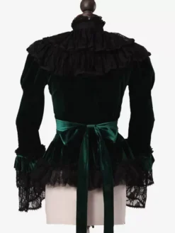 Dark Green Retro Costumes Bows Polyester Shirt Women's Royal Top Marie Antoinette Costume Party Prom Dress -AYA Cosplay Shop 20230713170349871243