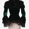 Dark Green Retro Costumes Bows Polyester Shirt Women's Royal Top Marie Antoinette Costume Party Prom Dress