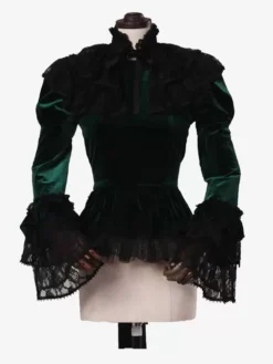 Dark Green Retro Costumes Bows Polyester Shirt Women's Royal Top Marie Antoinette Costume Party Prom Dress