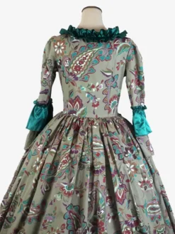 Green Retro Costumes Ruffles Polyester Floral Print Dress Women's Marie Antoinette Costume Retro Tunic Party Prom Dress -AYA Cosplay Shop 202307131703509493513