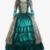 Green Retro Costumes Ruffles Polyester Floral Print Dress Women's Marie Antoinette Costume Retro Tunic Party Prom Dress -AYA Cosplay Shop 202307131703532207564