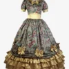 Light Brown Retro Costumes Women's Floral Print Ruffles Bows Polyester Tunic Dress Marie Antoinette Costume Royal Vintage Clothing -AYA Cosplay Shop 202307131703553391724