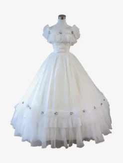 White Retro Costumes Ruffles Polyester Dress Women's Retro Tunic Marie Antoinette Costume 18th Century Costume