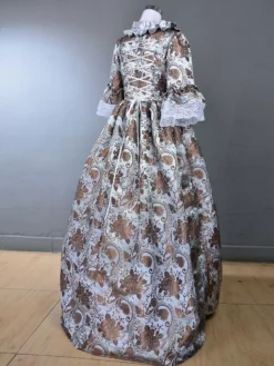 Light Gray Retro Costumes Ruffles Polyester Floral Print Marie Antoinette Costume Dress Women's Royal Tunic 18th Century Costume -AYA Cosplay Shop 202307131705131878584