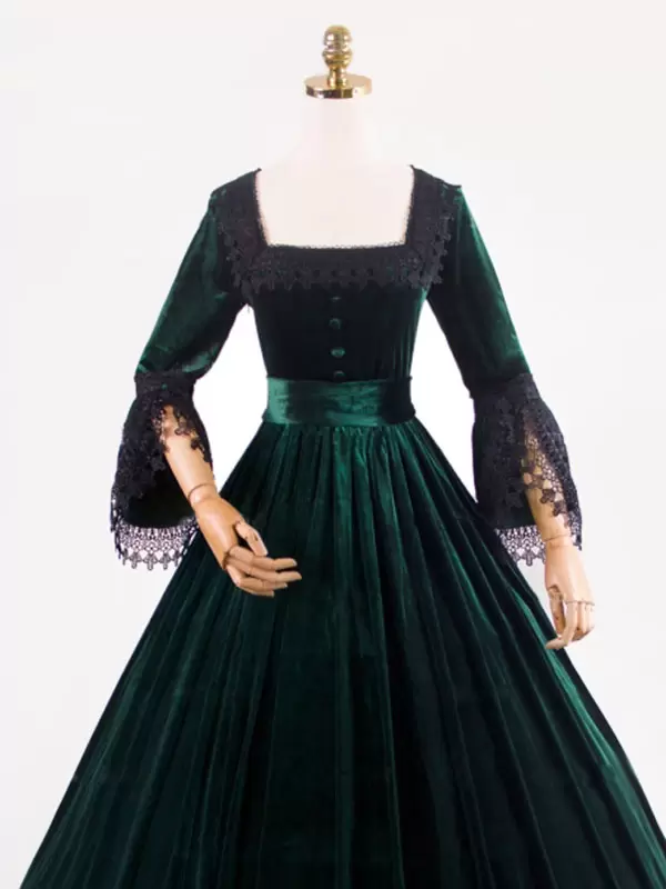 Deep Blue Retro Costumes Lace Polyester Marie Antoinette Costume Dress Women's Retro Tunic Vintage Clothing 10 Deep Blue Retro Costumes Lace Polyester Marie Antoinette Costume Dress Women's Retro Tunic Vintage Clothing - Image 8