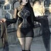 Black Gotic Dress Long Sleeves Sheer Bodycon Lolita Dress -AYA Cosplay Shop 202307171846073769457