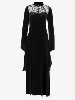 Black Gothic Dress Bell Long Sleeves Lace Lolita Dress -AYA Cosplay Shop 202307171846334692549