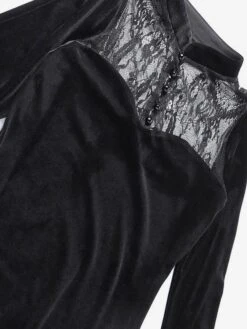 Black Gothic Dress Bell Long Sleeves Lace Lolita Dress -AYA Cosplay Shop 202307171846337525056