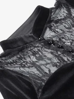 Black Gothic Dress Bell Long Sleeves Lace Lolita Dress -AYA Cosplay Shop 202307171846340507497