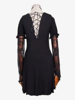 Black Gothic Punk Dress Long Sleeves Lace Lolita Dress -AYA Cosplay Shop 202307181800422545802