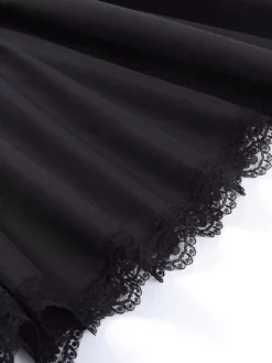 Gothic Dress Off The Shoulder Short Sleeves Lace Trimed Lolita Short Dress -AYA Cosplay Shop 202307181800556545603