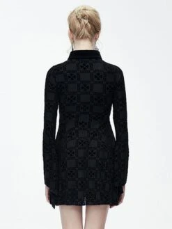 Black Gothic Dress Long Seelves Lace Stand Collar Lace Lolita Dress -AYA Cosplay Shop 202307181801144333624