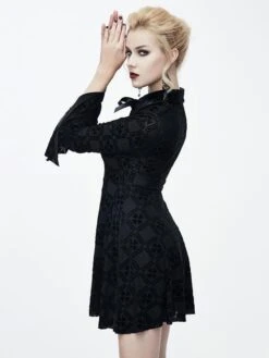 Black Gothic Dress Long Seelves Lace Stand Collar Lace Lolita Dress -AYA Cosplay Shop 202307181801153069868