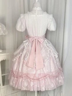 Classical Lolita Dress Polyester Short Sleeves Lolita Dresses Floral Print Classic Pink -AYA Cosplay Shop 202308021827283512051