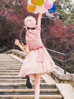 Sweet Lolita Dress Polyester Short Sleeves Embroidered Dress Navy Style Lolita Dress -AYA Cosplay Shop 202308021827566907603