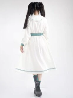 Sweet Lolita Dress Polyester Long Sleeves Navy Style Lolita Dress -AYA Cosplay Shop 20230802182817598554