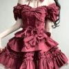 Classical Lolita Dress Polyester Short Sleeves Lolita Dresses Classic Black -AYA Cosplay Shop 202308021828203564653