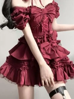 Classical Lolita Dress Polyester Short Sleeves Lolita Dresses Classic Black -AYA Cosplay Shop 202308021828210505951