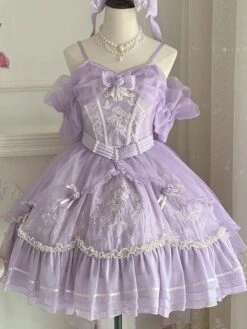 Sweet Lolita JSK Dress Embroidered Fuchsia Pink Lolita Jumper Skirts -AYA Cosplay Shop 202308041513453392624