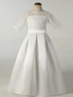Wedding Party Dresses Kids Social Party Dress Wedding Beautiful Flower Girl Dress Flower Girl Dresses Half Sleeves Lace Ivory