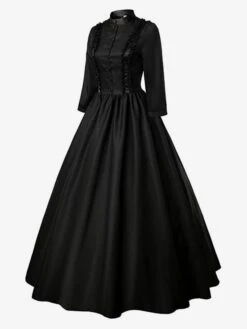 Gothic Lolita Dresses Ruffles Long Sleeves Black Lolita Tea Party Dress -AYA Cosplay Shop 202309251556422432076