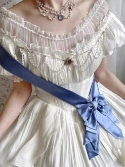 Sweet Lolita Graduation Dress Polyester Short Sleeves Ruffles Dress Sweet Lolita Dress -AYA Cosplay Shop 202309251556448847116