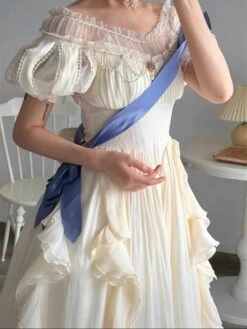 Sweet Lolita Graduation Dress Polyester Short Sleeves Ruffles Dress Sweet Lolita Dress -AYA Cosplay Shop 202309251556456689895