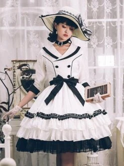 Sweet Lolita Dress Polyester 3/4 Length Sleeves Ruffles Sweet Dress Lolita Dress