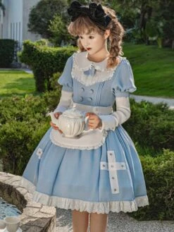 Sweet Lolita Dress Polyester Short Sleeves Sweet Lolita Dress -AYA Cosplay Shop 202309251557207969489