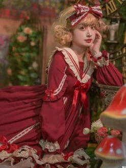 Classical Lolita Dress Polyester Long Sleeves Lolita Dresses Classic Blue -AYA Cosplay Shop 202310271810191661671