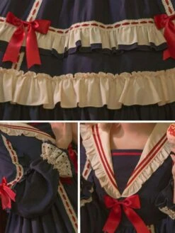 Classical Lolita Dress Polyester Long Sleeves Lolita Dresses Classic Blue -AYA Cosplay Shop 2023102718102068729