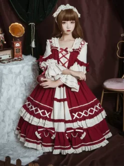 Sweet Lolita Dress Polyester Long Sleeves Dress Lolita Dress -AYA Cosplay Shop 202310292003435118259