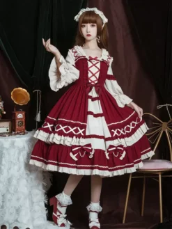 Sweet Lolita Dress Polyester Long Sleeves Dress Lolita Dress -AYA Cosplay Shop 202310292003438354286