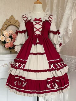 Sweet Lolita Dress Polyester Long Sleeves Dress Lolita Dress -AYA Cosplay Shop 202310292004010862096