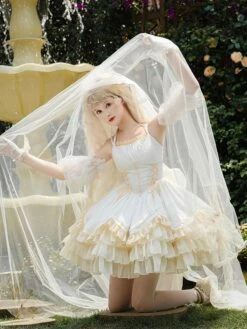 Sweet Lolita Dress Jacquard Sleeveless Jumper Sweet Lolita Dress -AYA Cosplay Shop 202401081656314978636