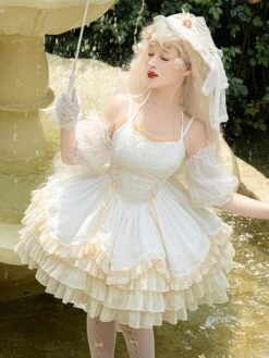 Sweet Lolita Dress Jacquard Sleeveless Jumper Sweet Lolita Dress -AYA Cosplay Shop 202401081656324358038