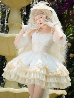 Sweet Lolita Dress Jacquard Sleeveless Jumper Sweet Lolita Dress -AYA Cosplay Shop 202401081656333152765