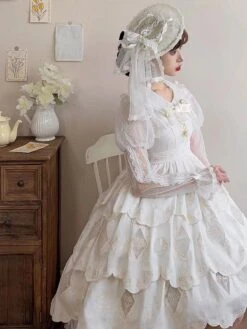 Sweet Lolita Dress Polyester Sleeveless Ruffles Sweet Jumper Lolita Dress -AYA Cosplay Shop 202401081656380172867