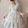 Sweet Lolita Dress Polyester Sleeveless Ruffles Sweet Jumper Lolita Dress -AYA Cosplay Shop 202401081656403964619