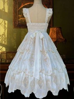 Sweet Lolita Dress Polyester Sleeveless Ruffles Sweet Jumper Lolita Dress -AYA Cosplay Shop 20240108165641185159
