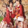 Chinese Style Lolita Dress Bows Long Sleeves Chiffon Chinese Style Floral Print Purple Chinese Style Lolita -AYA Cosplay Shop 202401091325130505420