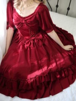 Classical Lolita Dress Polyester Short Sleeves Lolita Dresses Classic Dark Green -AYA Cosplay Shop 202401111806514016462