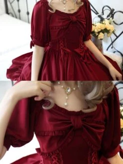 Classical Lolita Dress Polyester Short Sleeves Lolita Dresses Classic Dark Green -AYA Cosplay Shop 202401111806525061528